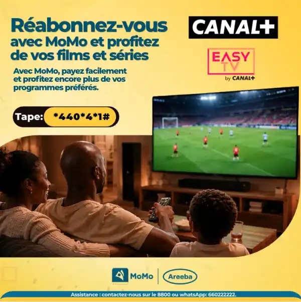 Réabonnez-vous à Canal+ / Easy TV avec MoMo — tape *440*4*1#
